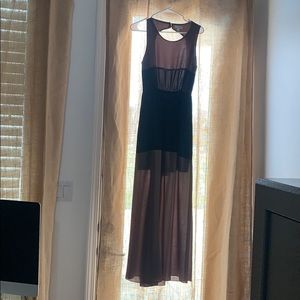 Black Tan Dress Maxi Overlay/Mini underlay